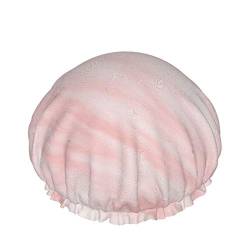 Duschhaube, doppelte wasserdichte Badekappe aus weißem und rosa Marmor, elastische wiederverwendbare Duschhaube, Badekappen-Schlafmütze von FUkker