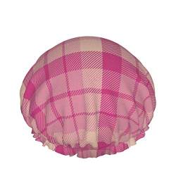 Duschhaube, klassische Tartan-Picknick-Tischdecke, Gingham-Büffel-Abstrakte, doppelte wasserdichte Badekappe, elastische, wiederverwendbare Duschhaube, Badekappen, Schlummertrunk von FUkker