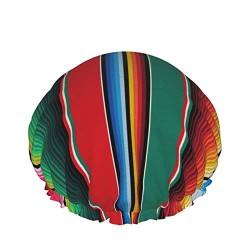 Duschhaube, mexikanischer Teppich, Serape-Streifen-Kunst, doppelte wasserdichte Badekappe, elastische, wiederverwendbare Duschhaube, Badekappen, Schlummertrunk von FUkker