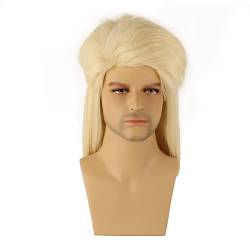 80er Perücke für Herren | FVCENT Mullet Wigs Vokuhila Perücken für Männer der 70er Jahre Hinterwäldler Kostüme Zubehör Cosplay Perücke (Blond) von FVCENT