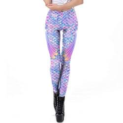 FVCENT Leggins Meerjungfrau | Damen Leggings Mermaid Meerjungfrau Glanz Leggings Fisch Schuppen Scale Glänzend Strumpfhose Hüfthose Hose Skinny Pants für Karneval Kostüm (KDK1995, S) von FVCENT