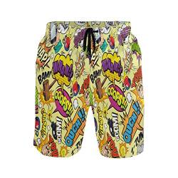 Comic-Elemente Bombenwort Herren Badeshorts Badehose Männer Boardshorts mit Mesh-Futter für Sporthose Schwimmhose von FVFV