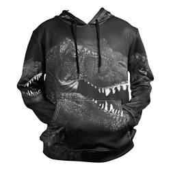 FVFV Schwarz Weiß T-Rex Dinosaurier Kapuzenpullover Hoodie Herren 3D Druck Sweatshirt Pullover Kapuzenjacke für Mädchen Jungen Männer von FVFV