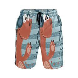 FVFV Süße Dino Dinosaurier Musik Herren Badeshorts Badehose Männer Boardshorts mit Mesh-Futter für Sporthose Schwimmhose von FVFV