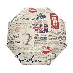 London Retro Lippen Regenschirm Taschenschirm Automatische Umbrella Winddichte Sonnenschutz Regenschirme Taschenschirme für Damen Herren von FVFV
