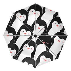 Lustiger Süßer Trauriger Pinguin Regenschirm Automatik Auf-Zu UV-Schutz Taschenschirm Umbrella Klein Leicht Schirme für Jungen Mädchen Reise Strand Frauen von FVFV