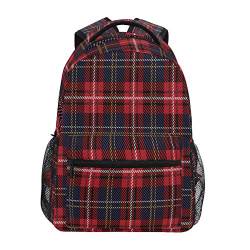 Vintage Rotes Tartan Plaid Rucksack Schulter Bookbag Kinderrucksack Teen Jungen Mädchen Büchertasche Laptop Rucksäcke von FVFV