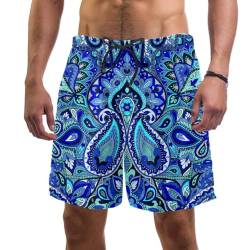 FVQL 1 Stück Strandshorts für Herren, strapazierfähige, schnell trocknende Stoff-Badeshorts, florales Paisley und Blume, Mehrfarbig23240, L/XL von FVQL