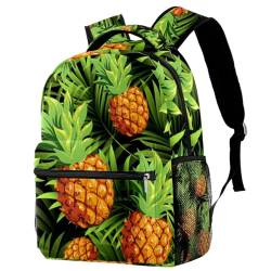FVQL Rucksäcke für Teenager Schulranzen mit mehreren Taschen, Tropisches Dschungelblatt und Ananas, Farbe: 2266, 29.4x20x40cm/11.5x8x16in von FVQL