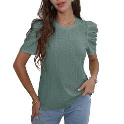 FWAY Frauen Chiffon Bluse Sommer lässig Rundhalsausschnitt Kurzarm Punkt Schweiz T-Shirts Tops von FWAY