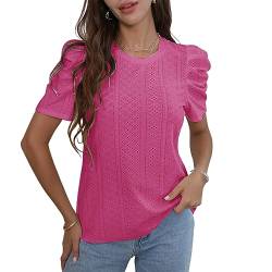 FWAY Frauen Chiffon Bluse Sommer lässig Rundhalsausschnitt Kurzarm Punkt Schweiz T-Shirts Tops von FWAY