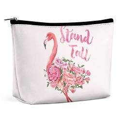 Einzigartige Make-up-Tasche mit Sommer-Flamingo-Motiv, florales Rosa, Reise-Make-up-Tasche, Make-up-Tasche aus PU-Leder, Kosmetiktasche für Geldbörse, tragbare Kulturtasche, Make-up-Taschen für den von FWJZDSP