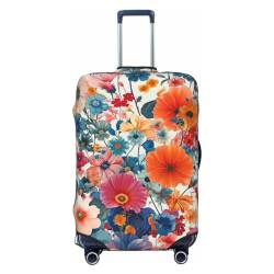 FWJZDSP Buntes Blumenmuster, elastischer Reisegepäckbezug, Reisekoffer-Schutzhülle, waschbar, Kratzfest, Kofferbezug von FWJZDSP