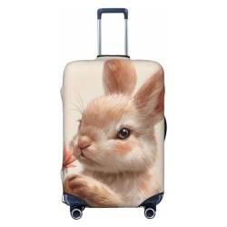 FWJZDSP Hase hält eine Pimk-Blume, elastischer Reisegepäckbezug, Reisekoffer-Schutzhülle, waschbar, Kratzfest, Kofferbezug von FWJZDSP