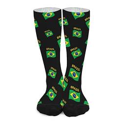 FWJZDSP Kniestrümpfe mit Flagge von Brasilien, bedruckt, süße Socken für Damen und Herren von FWJZDSP