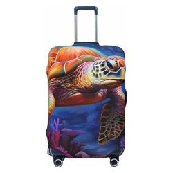 FWJZDSP Schildkröte und Korallen, elastischer Reisegepäckbezug, Reisekoffer-Schutzhülle, waschbar, Kratzfest, Kofferbezug von FWJZDSP