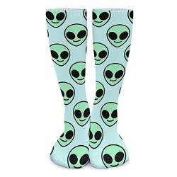 FWJZDSP Smiling Alien Damen-Over-the-Calf-hohe, dicke Socken, Cosplay-Strümpfe, Sport-Beinstulpen von FWJZDSP