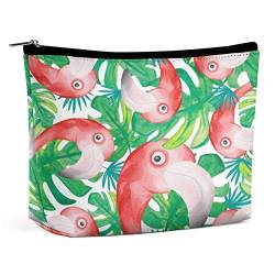 Make-up-Tasche, Flamingo-Muster, PU-Leder, wasserdichte Kosmetiktasche für Geldbörse/Make-up-Tasche/Kulturbeutel, tragbare Sommer-Reise-Make-up-Tasche für Frauen von FWJZDSP