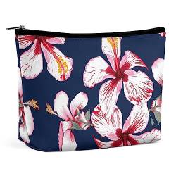 Make-up-Tasche, Sommer-Hibiskus-Tropik, wasserdichte Kosmetiktasche für Geldbörse, Blumen, PU-Leder, Make-up-Tasche mit Reißverschluss, Reise-Kulturtasche für Frauen von FWJZDSP