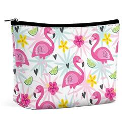 Make-up-Tasche mit Cartoon-Flamingo-Motiv, für den Sommer, niedliche Reise-Make-up-Tasche, Make-up-Tasche aus PU-Leder, Kosmetiktasche für Geldbörse, tragbare Kulturtasche, Make-up-Taschen für den I von FWJZDSP