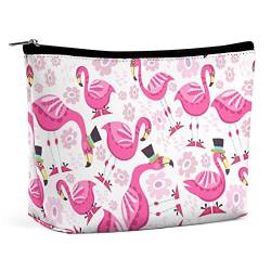 Make-up-Tasche mit Sommer-Rosa-Flamingo-Motiv, Tropische Blumen, niedliche Reise-Make-up-Tasche, Make-up-Tasche aus PU-Leder, Kosmetiktasche für Geldbörse, tragbare Kulturtasche, Make-up-Taschen für von FWJZDSP