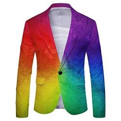 Anzüge & Sakkos Für Herren,1 Knopf Casual Blazer Sommer Regenbogen Färben Anzug Mantel Lockere Passform Sportjacke Knopf Formale Business-Anzug Jacken Geeignet Für Party Date Abschlussball Hochzeit von FWSHANGMAO