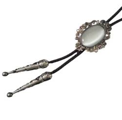 FRER Bolo Tie Herrenwestern-Denim-Krawatte Unisex-Weiß-Opal-Bolo-Krawatte Denim-Bolo-Krawatte Handgefertigte Glamour-Vintage-Krawatte Für Kleidungsaccessoires von FWSHANGMAO