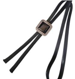 FRER Bolo Tie Western-Denim-Krawatte Schwarz Quadratisch Edelsteinform Bolokrawatte Klassische Bolokrawatte Handgefertigt Glamourös Vintage-Seilkrawatte Für Elegante Kleidung Accessoires Weihna von FWSHANGMAO