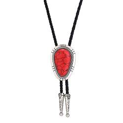 FWSHANGMAO Bolo Tie,Western Denim Krawatte Ovale Form Bolo Krawatte Klassisch Rot Türkis Krawatten Charm Konisch Anhänger Krawatte Für Elegante Accessoires von FWSHANGMAO