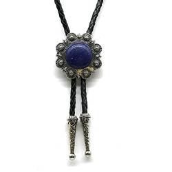 FWSHANGMAO Bolo Tie,Western Denim Krawatte Pflaumenform Design Bolo Krawatte Vintage Lapis Lazuli Bolo Krawatte Glamour Seilkrawatte Für Elegante Accessoires von FWSHANGMAO