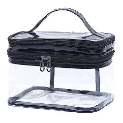 Reise Kosmetiktasche Transparent Kulturbeutel, Große Make Up Tasche Doppelschichtige Kosmetik Organizer Kulturtasche Mit Reißverschluss, Wasserdicht PVC Waschtasche Reisezubehör Für Frauen Männer von FYBlossom