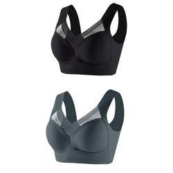 Wmbra BH Haltungskorrektur BH Damen Nahtloser Spitzen BH ohne Bügel Damen Push Up BH Gepolsterter Weicher Atmungsaktiver Sport BH Alltags BH Für Senioren Sexy Dessous Bralette Keine (3a-Dark Gray, XL) von FYEGRE