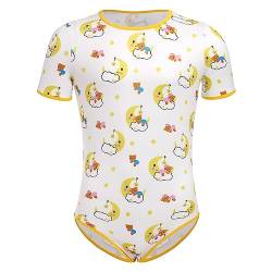 ABDL Body M?nner Herren Overall Bodysuit Baby Einteiler f?r Windelliebhaber Kurzarm T-Shirt Unterhemd Druckkn?pfe im Schritt Karikatur Gedruckt Jumpsuit Playsuit Unterw?sche Schlafanzug Mond B?r 2XL von FYMNSI