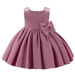 Baby M?dchen Taufkleid Satinkleid Abendkleid Prinzessin Geburtstag Partykleid Bowknot ?rmellos A-Linie Festliches Festkleid Ballkleid Kinder Hochzeit Brautjungfer Kleider Dunkelrosa 3-4 Jahre von FYMNSI