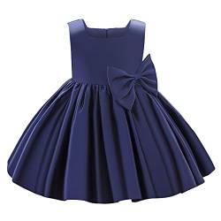 Baby M?dchen Taufkleid Satinkleid Abendkleid Prinzessin Geburtstag Partykleid Bowknot ?rmellos A-Linie Festliches Festkleid Ballkleid Kinder Hochzeit Brautjungfer Kleider Marineblau 2-3 Jahre von FYMNSI