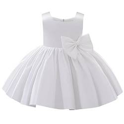 Baby M?dchen Taufkleid Satinkleid Abendkleid Prinzessin Geburtstag Partykleid Bowknot ?rmellos A-Linie Festliches Festkleid Ballkleid Kinder Hochzeit Brautjungfer Kleider Wei? 9-10 Jahre von FYMNSI