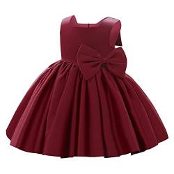 Baby M?dchen Taufkleid Satinkleid Abendkleid Prinzessin Geburtstag Partykleid Bowknot ?rmellos A-Linie Festliches Festkleid Ballkleid Kinder Hochzeit Brautjungfer Kleider Weinrot 6-12 Monate von FYMNSI