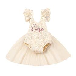 Baby Mädchen 1. Geburtstag Fotoshooting Outfit Spitze Body Strampler Tüll Tütü Prinzessin Partykleid Festkleid Kleinkinder Es ist Mein Erster Geburtstag Party 1 Jahr Alt Sommer Aprikose 12-18 Monate von FYMNSI