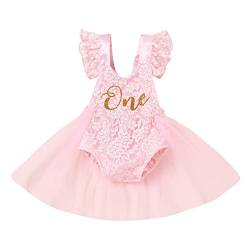 Baby Mädchen 1. Geburtstag Fotoshooting Outfit Spitze Body Strampler Tüll Tütü Prinzessin Partykleid Festkleid Kleinkinder Es ist Mein Erster Geburtstag Party 1 Jahr Alt Sommer Bekleidung Rosa 12-18M von FYMNSI