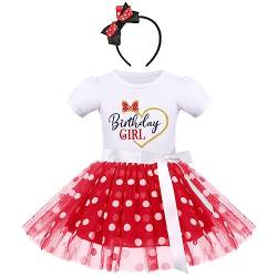 Baby Mädchen Halloween Mouse Kostüm Kleinkinder Geburtstag Partykleid Kinder Vintage Gepunktet Tutu Tüllkleid Prinzessin Festliches Festkleid Weihnachtskleid Fasching Karneval Weiß + Rot 4 Jahre von FYMNSI