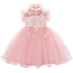 Baby Mädchen Kleid Geburtstag Partykleid Taufkleid Kleinkind Schmetterling Stickerei Ärmellos Tüll Tütü Prinzessin Blumenmädchen Hochzeit Brautjungfer Festkleid Babybekleidung Sommer Rosa 6-12 Monate von FYMNSI