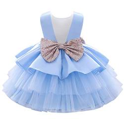 Baby Mädchen Kleid Kinder Prinzessin Partykleid Pailletten Schleife Formal Abendkleid Rückenfrei Hochzeitskleid Brautjungfer Festkleid Erster Geburtstagskleid Taufkleid Ärmellos 2# Blau 4-5 Jahre von FYMNSI