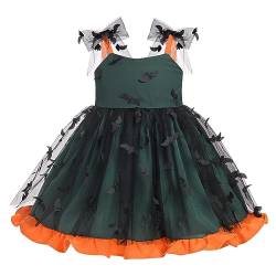 Baby Mädchen Mein Erstes Halloween Outfit Kleid Fledermaus Kostüm Partykleid Cosplay Tüll Tutu Prinzessin Festliches Festkleid Feiertag Festzug Abendkleid Freizeitkleidung Grün Fledermaus 6-12M von FYMNSI