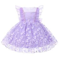 Baby Partykleid Kleinkinder Mädchen Organza Bowknot Tutu Prinzessin Abendkleid Blumenmädchen Hochzeit Brautjungfer Blumen Kleid Sommer Babykleid Geburtstag Festkleid Taufkleid Violett 18-24 Monate von FYMNSI