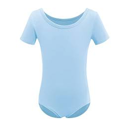 Ballettkleidung Mädchen Turnanzug Gymnastikanzug Tanzbody Ballettanzug Kinder Ballerina Kostüm Baumwolle Kurzarm Einteiler Turnbody Ballett Trikot Ballettbody Tanzoutfits Balletttrikot Blau 7-8 Jahre von FYMNSI