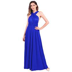 Damen Multiway Langes Abendkleid Hochzeit Brautjungfernkleid Bodenlang Party Cocktailkleid Cabrio Wickelkleid V-Ausschnitt Festkleid Rückenfrei Neckholder Maxikleid Sommer Strandkleid Königsblau M von FYMNSI