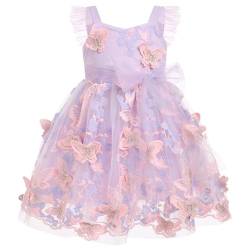 FYMNSI Baby M?dchen Kleid Schmetterling Stickerei Geburtstag Partykleid Taufkleid Kleinkinder ?rmellos T?ll T?t? Prinzessin Blumenm?dchen Hochzeit Brautjungfer Festkleid Abendkleid Violett 4-5 Jahre von FYMNSI