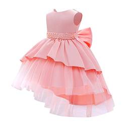 FYMNSI Blumenmädchenkleider Kinder Baby Mädchen Hochzeit Brautjungfernkleid Vokuhila Tüllkleid Prinzessin Abendkleid Elegant Partykleid Geburtstagskleid Festliches Ballkleid Rosa 5-6 Jahre von FYMNSI