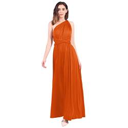 FYMNSI Damen Multiway Langes Abendkleid Hochzeit Brautjungfernkleid Bodenlang Party Cocktailkleid Cabrio Wickelkleid V-Ausschnitt Festkleid Rückenfrei Neckholder Maxikleid Sommer Strandkleid Orange S von FYMNSI