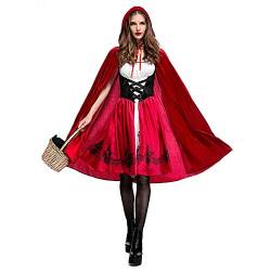 FYMNSI Damen Rotk?ppchen Kost?m mit Umhang Erwachsene Faschingskost?me Wolfk?ppchen M?rchen Prinzessin Party Cosplay Kleid f?r Fasching Karneval Halloween Weihnachten Gothic Sexy Verkleidung Rot M von FYMNSI